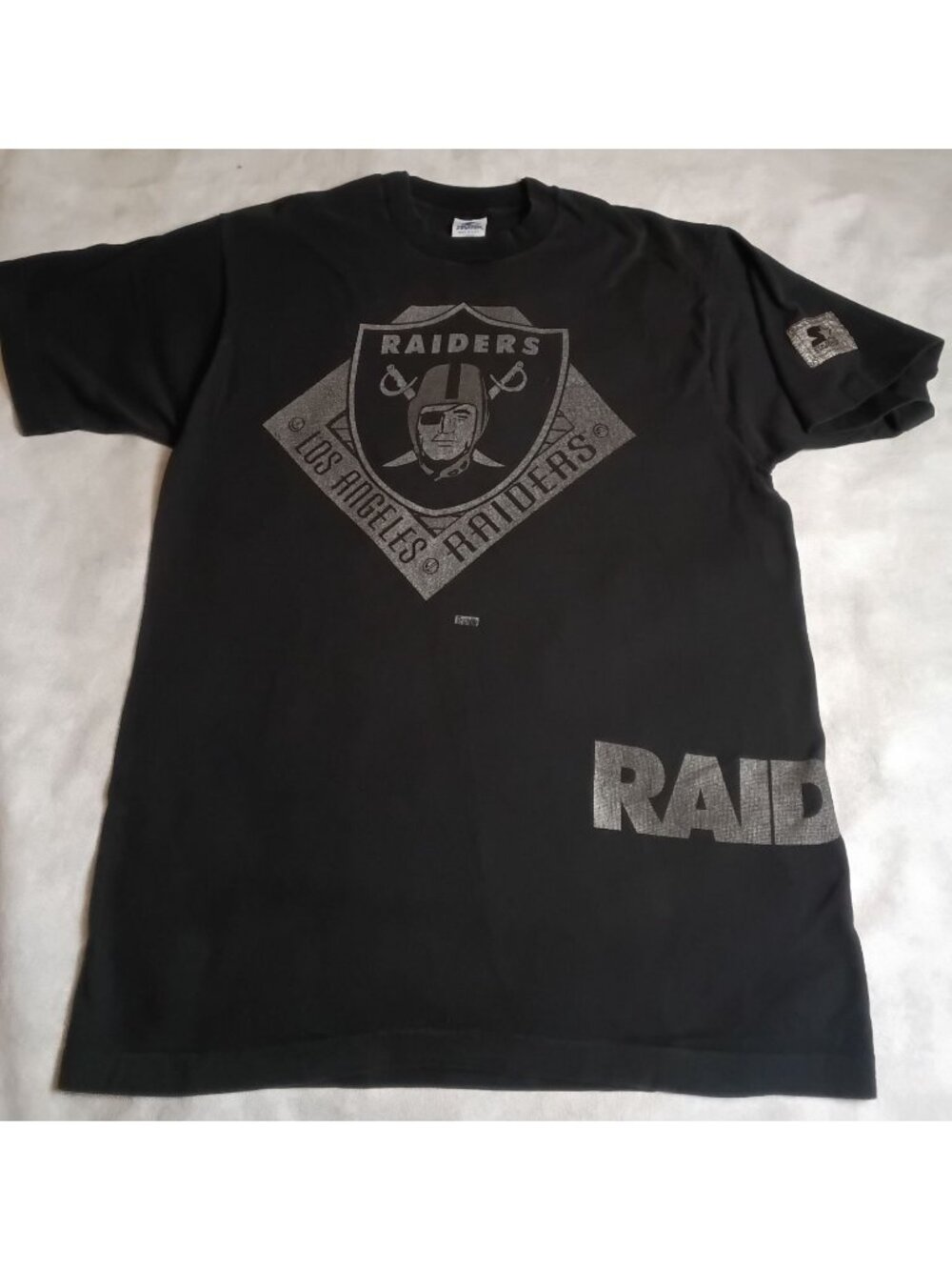 Vintage STARTER Los Angeles Raiders T-Shirt Single Stitch 90s Black L